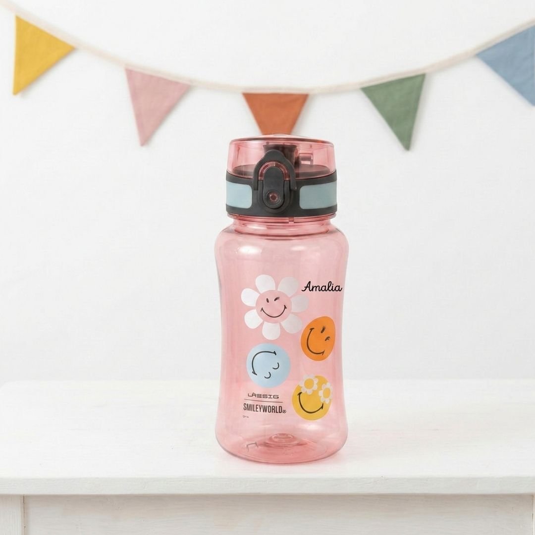 LÄSSIG Trinkflasche Tritan 420ml personalisiert - Smiley - wunderwunsch