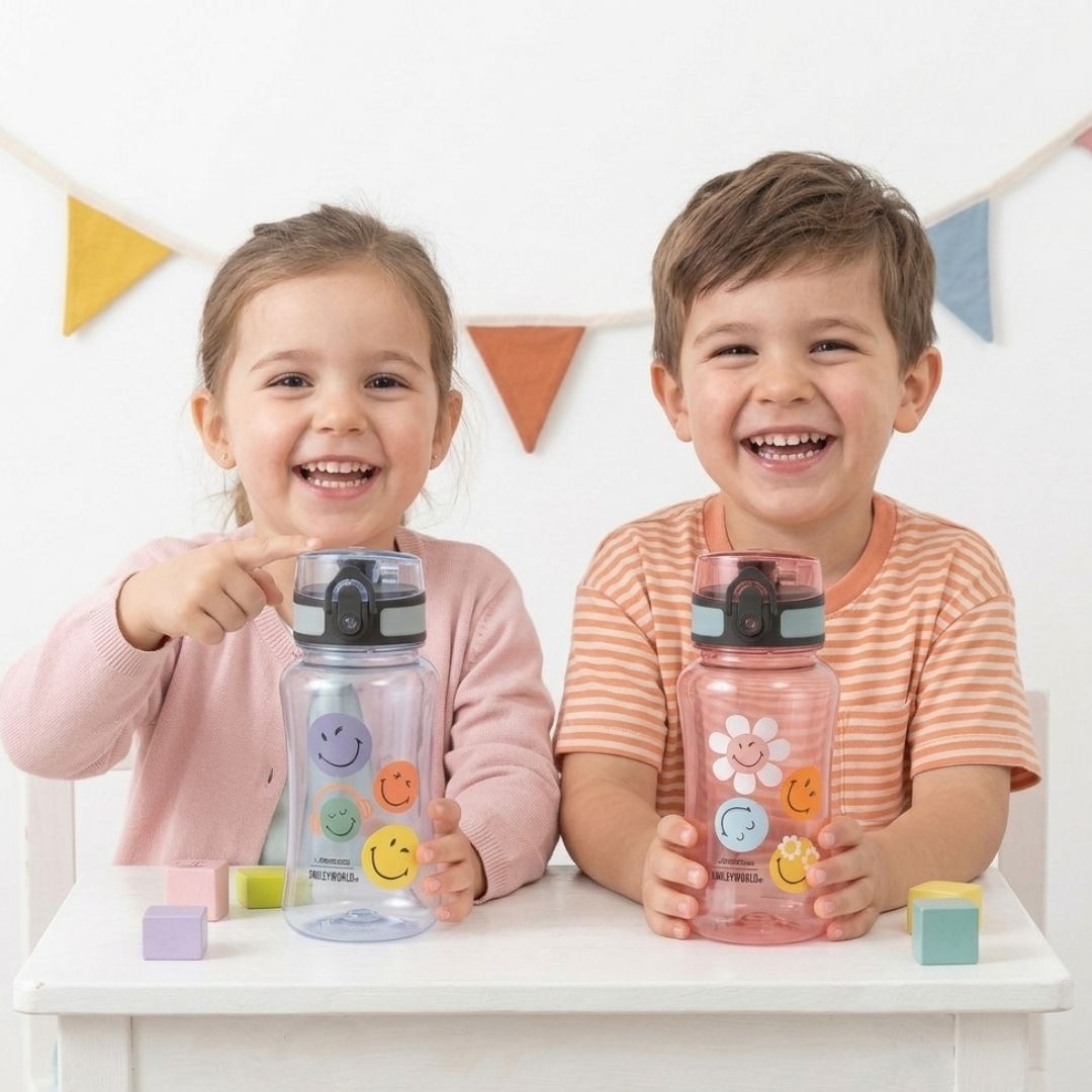 LÄSSIG Trinkflasche Tritan 420ml personalisiert - Smiley - wunderwunsch