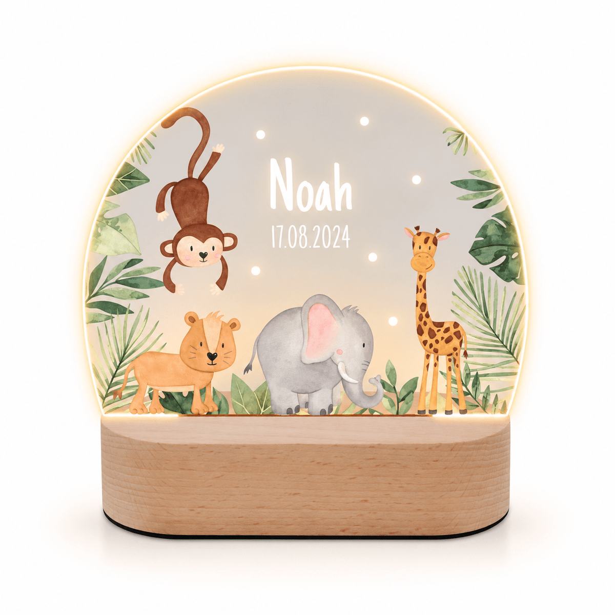 LED Nachtlicht Kinder personalisiert - Dschungel Tiere - wunderwunsch