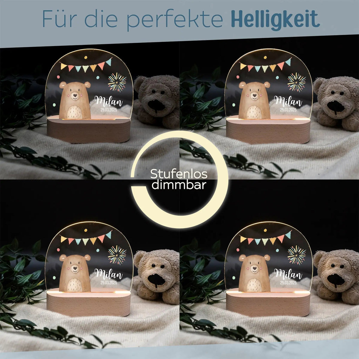 LED Nachtlicht Kinder personalisiert - Traumhafte Tierfreunde Aquarell - wunderwunsch