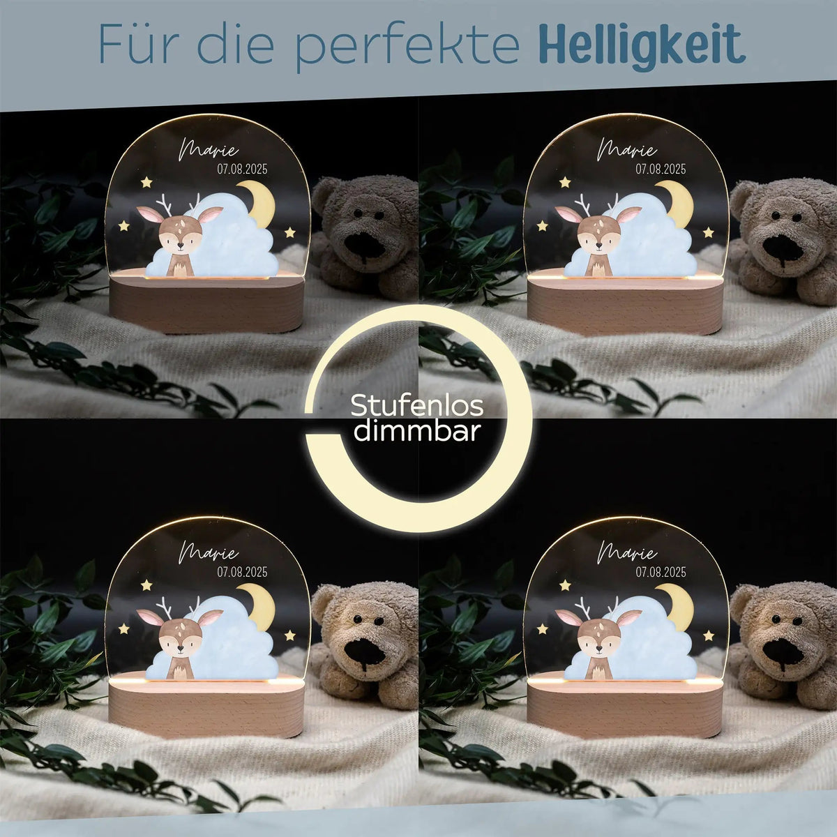 LED Nachtlicht Kinder personalisiert - Wolkentier Aquarell - wunderwunsch