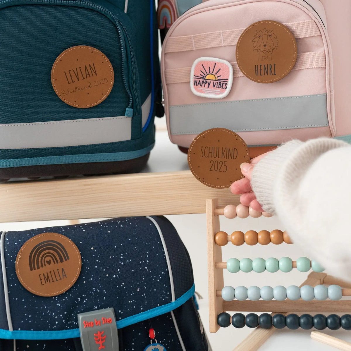 Lederpatches für Rucksack/Schulranzen personalisiert - wunderwunsch