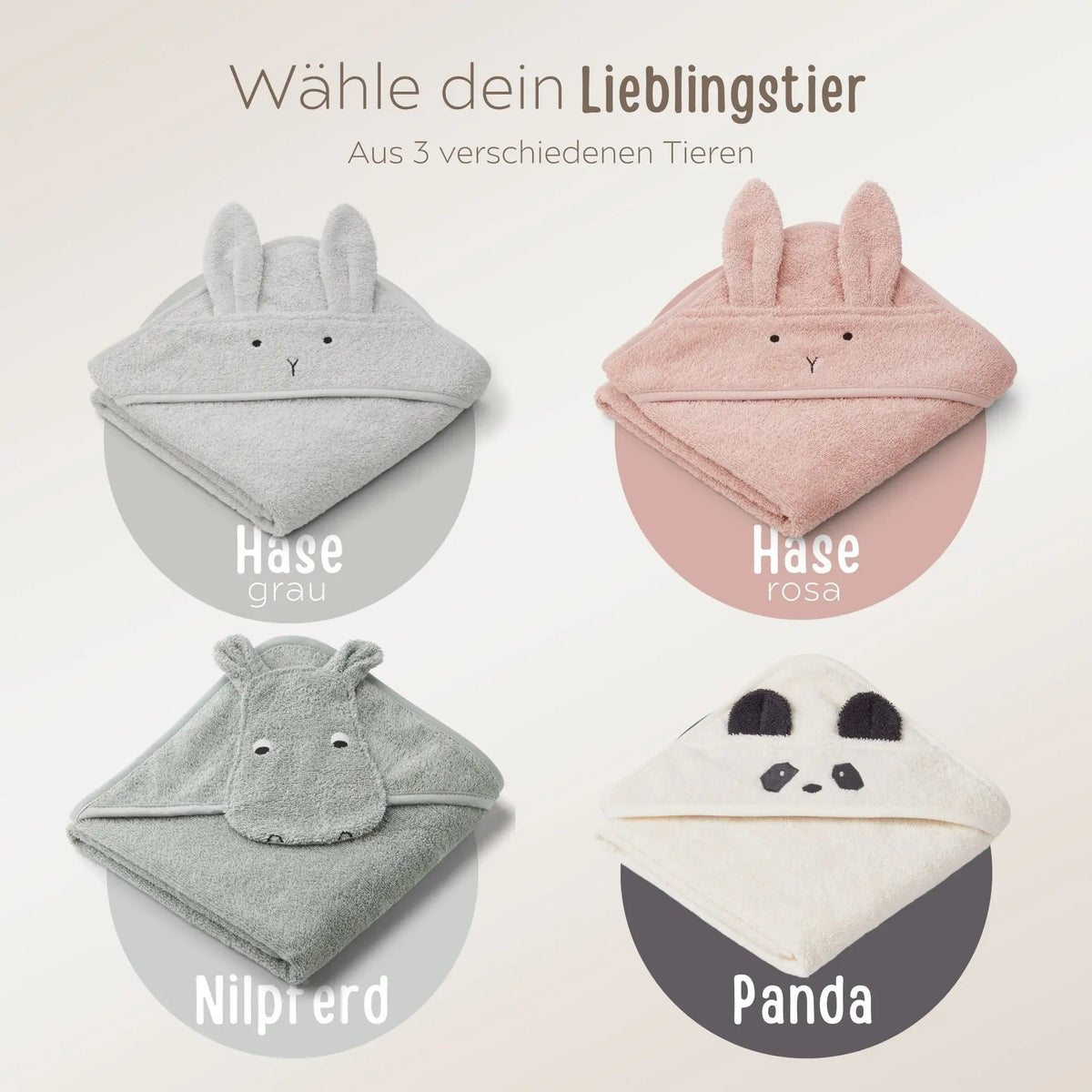 LIEWOOD Kapuzenhandtuch personalisiert - Tiere - wunderwunsch