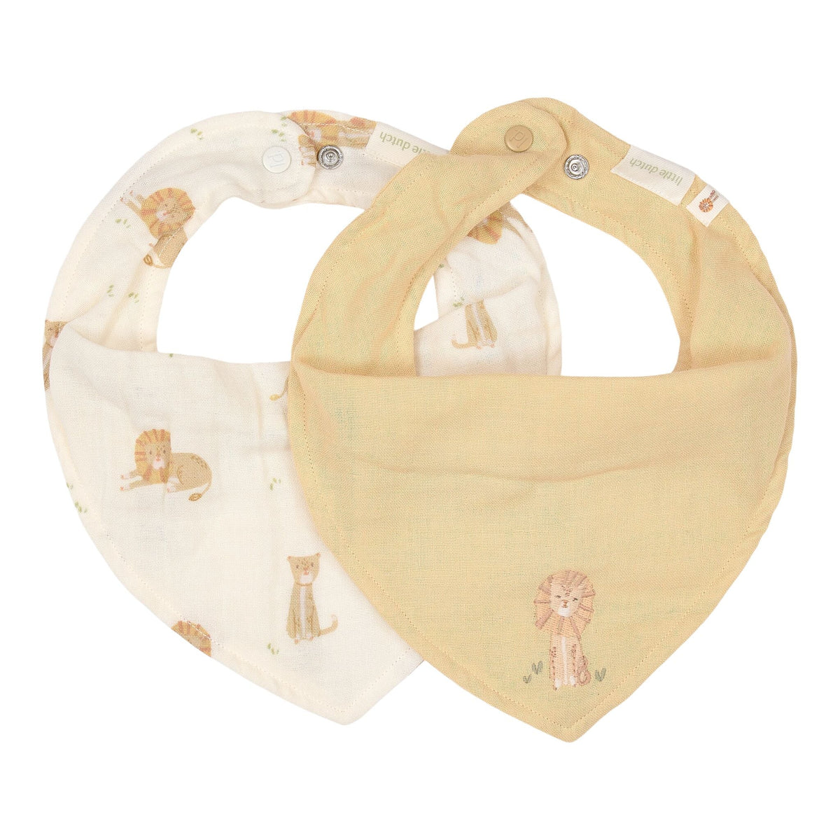 LITTLE DUTCH 2er-Pack Bandana-Lätzchen – Gelb – Safari Leo - wunderwunsch