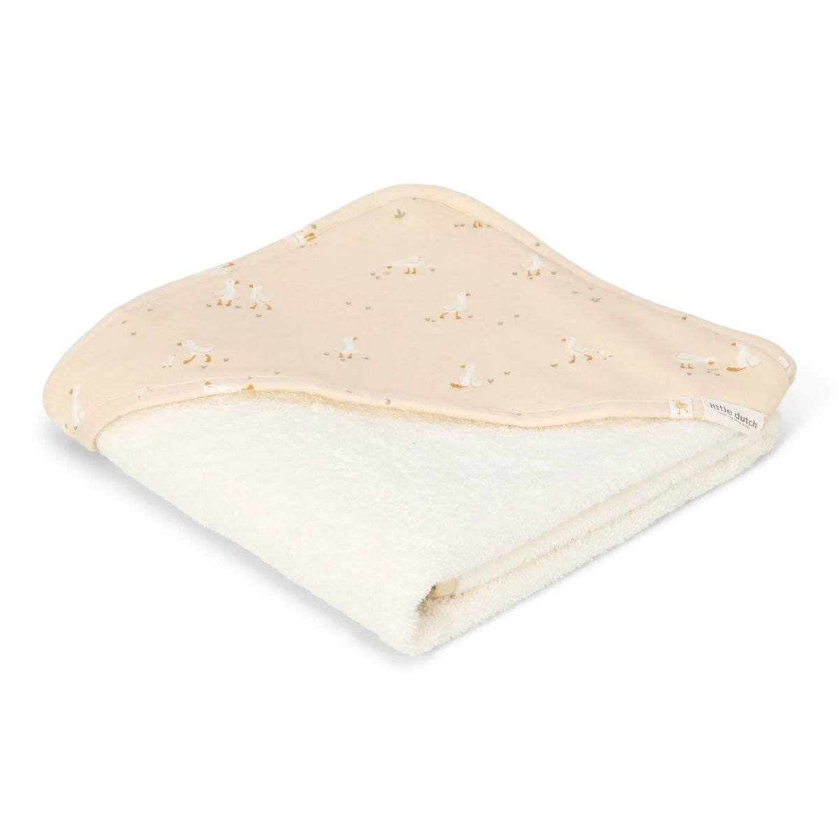 LITTLE DUTCH Badetuch 75x75cm - Gans weiß - Newborn Naturals - wunderwunsch