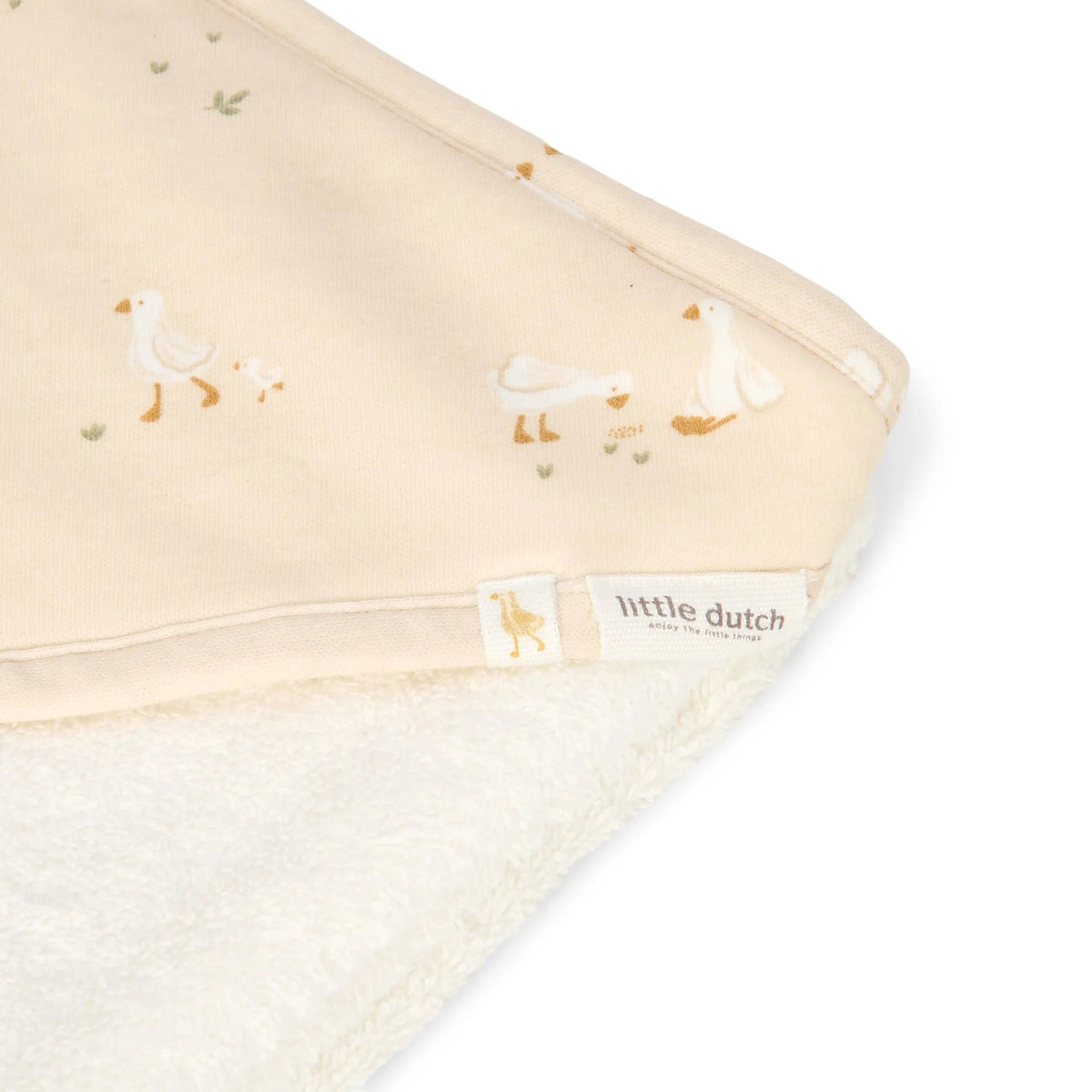 LITTLE DUTCH Badetuch 75x75cm - Gans weiß - Newborn Naturals - wunderwunsch