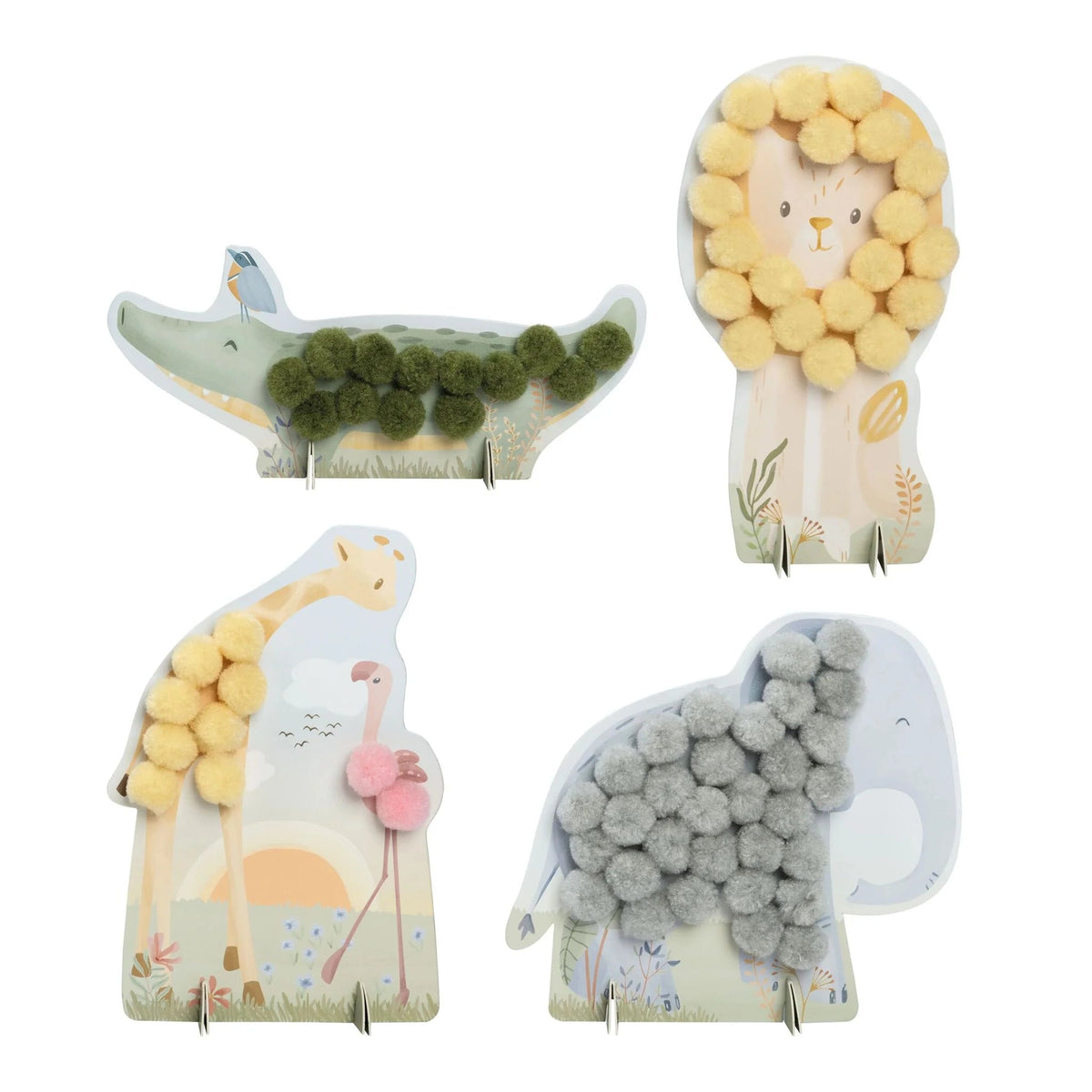 LITTLE DUTCH Bastelset Pompons - Safari Friends - wunderwunsch