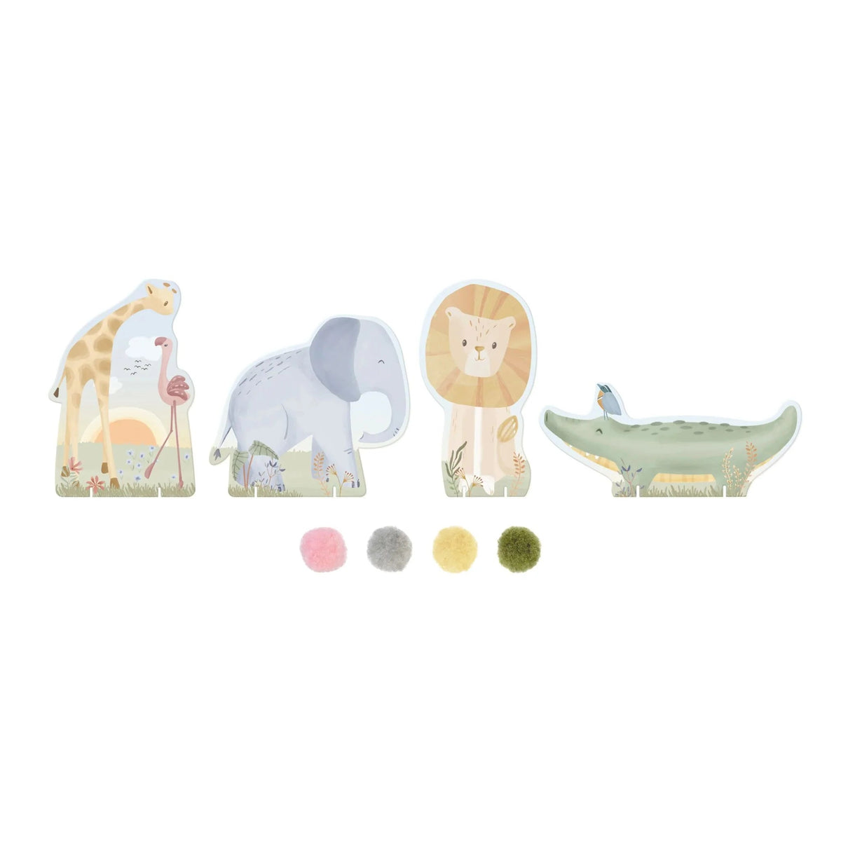 LITTLE DUTCH Bastelset Pompons - Safari Friends - wunderwunsch