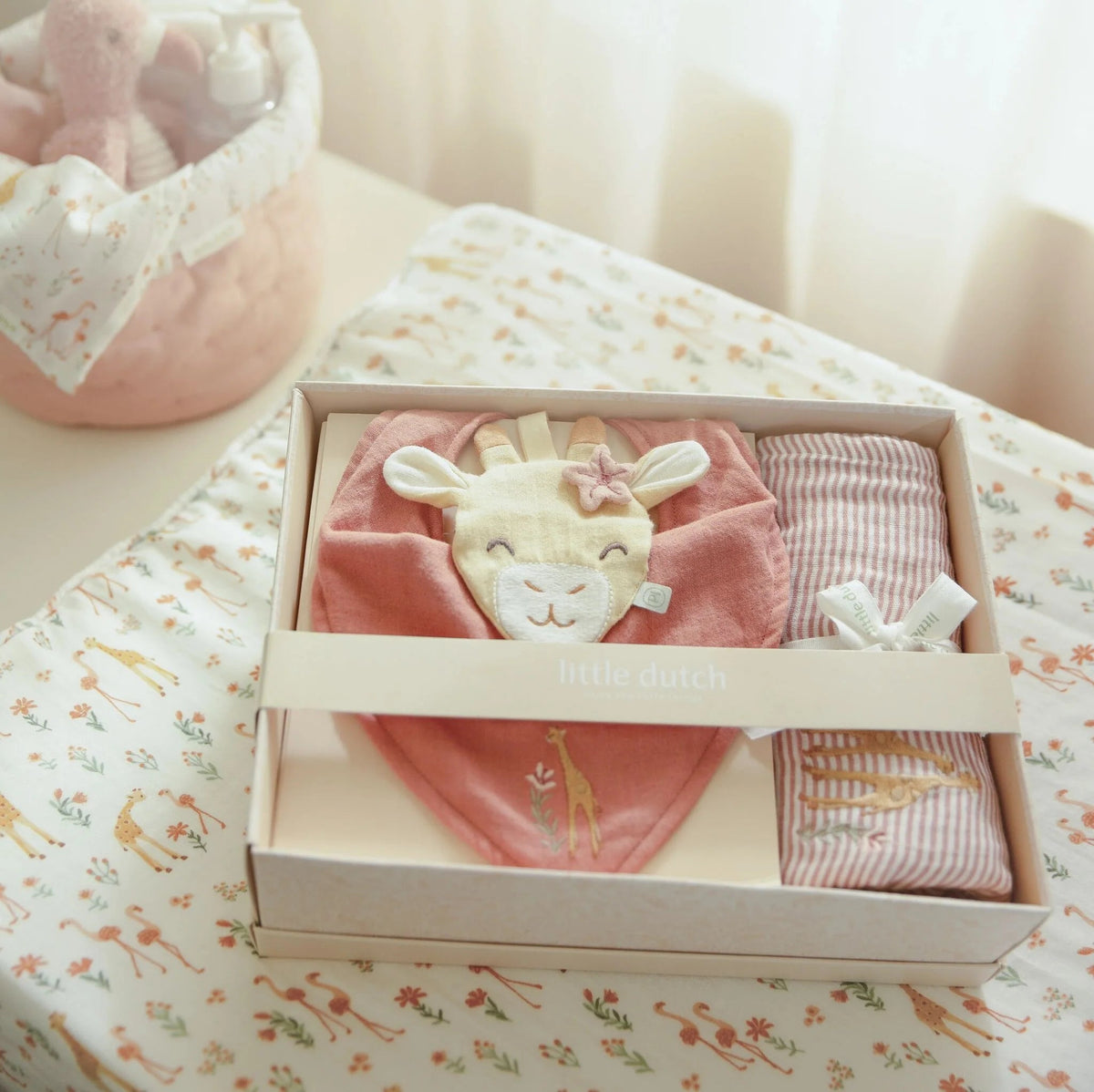 LITTLE DUTCH Geschenkbox Giraffe - Rosa - wunderwunsch
