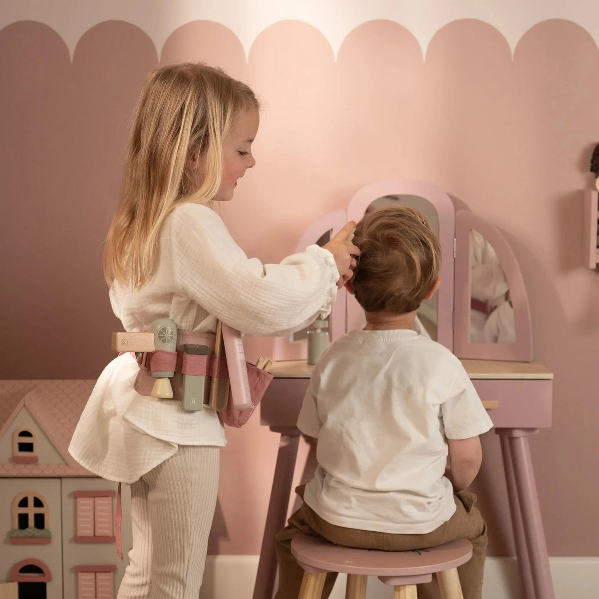 LITTLE DUTCH Holz Friseur-Set - Rosa - Essentials - wunderwunsch