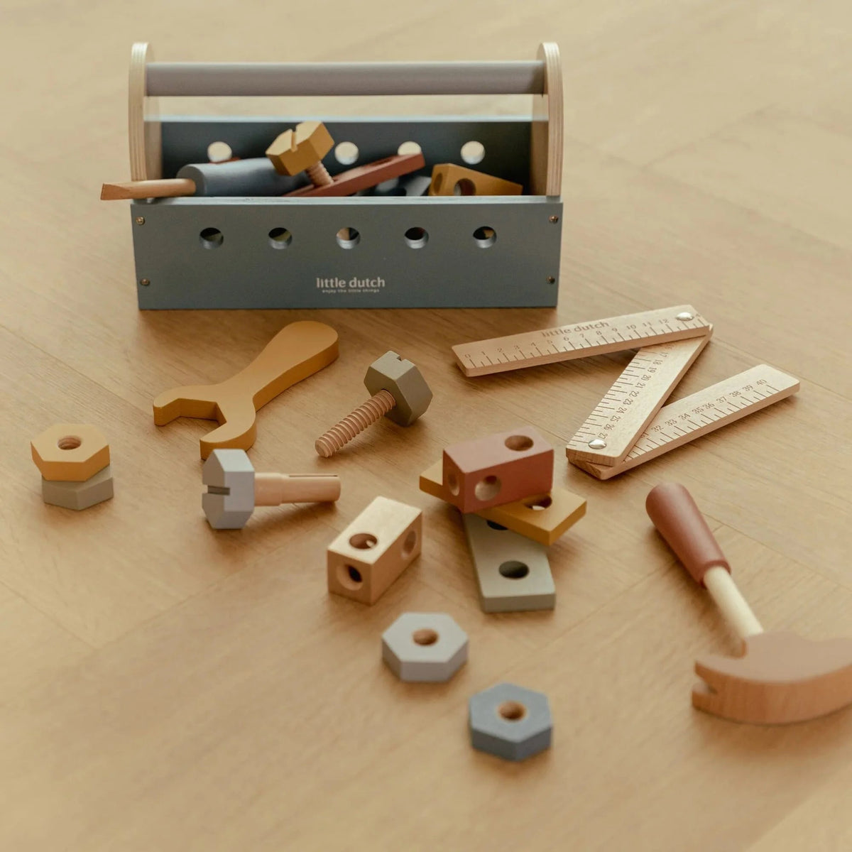 LITTLE DUTCH Holz Werkzeugkasten - Essentials - blau - wunderwunsch
