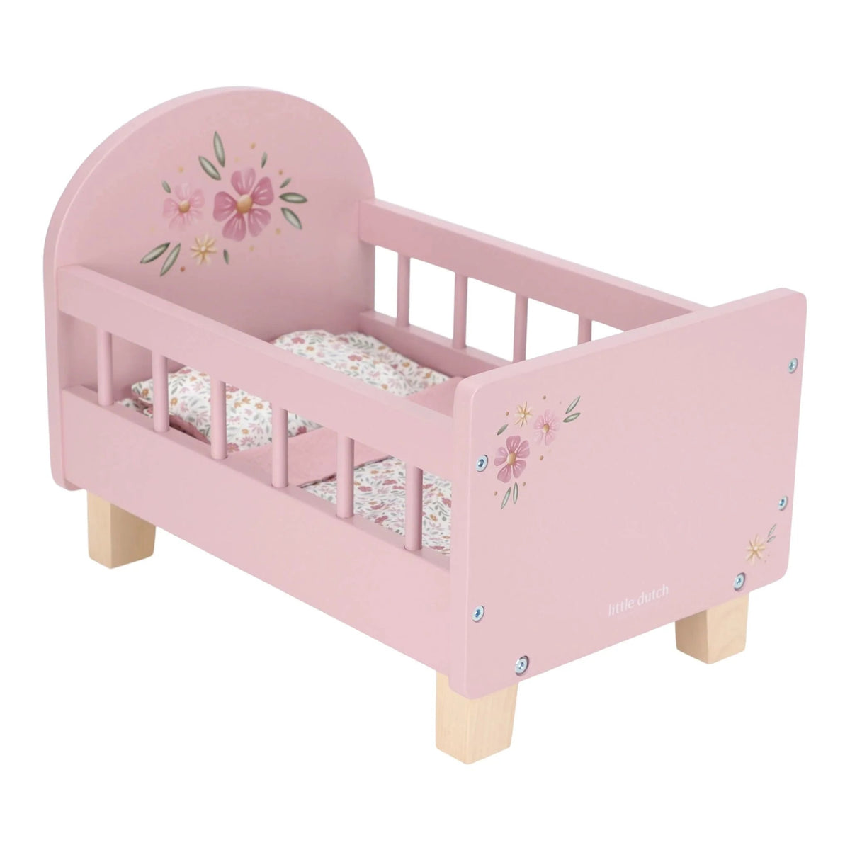 LITTLE DUTCH Holzpuppenbett – Essentials – Rosa - wunderwunsch