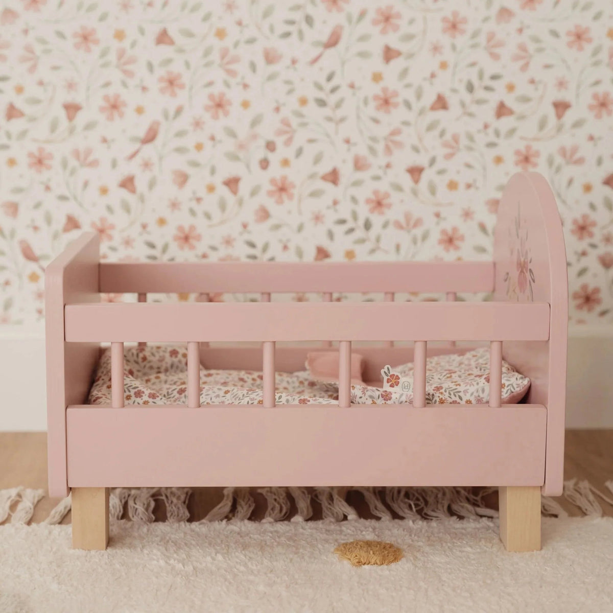 LITTLE DUTCH Holzpuppenbett – Essentials – Rosa - wunderwunsch