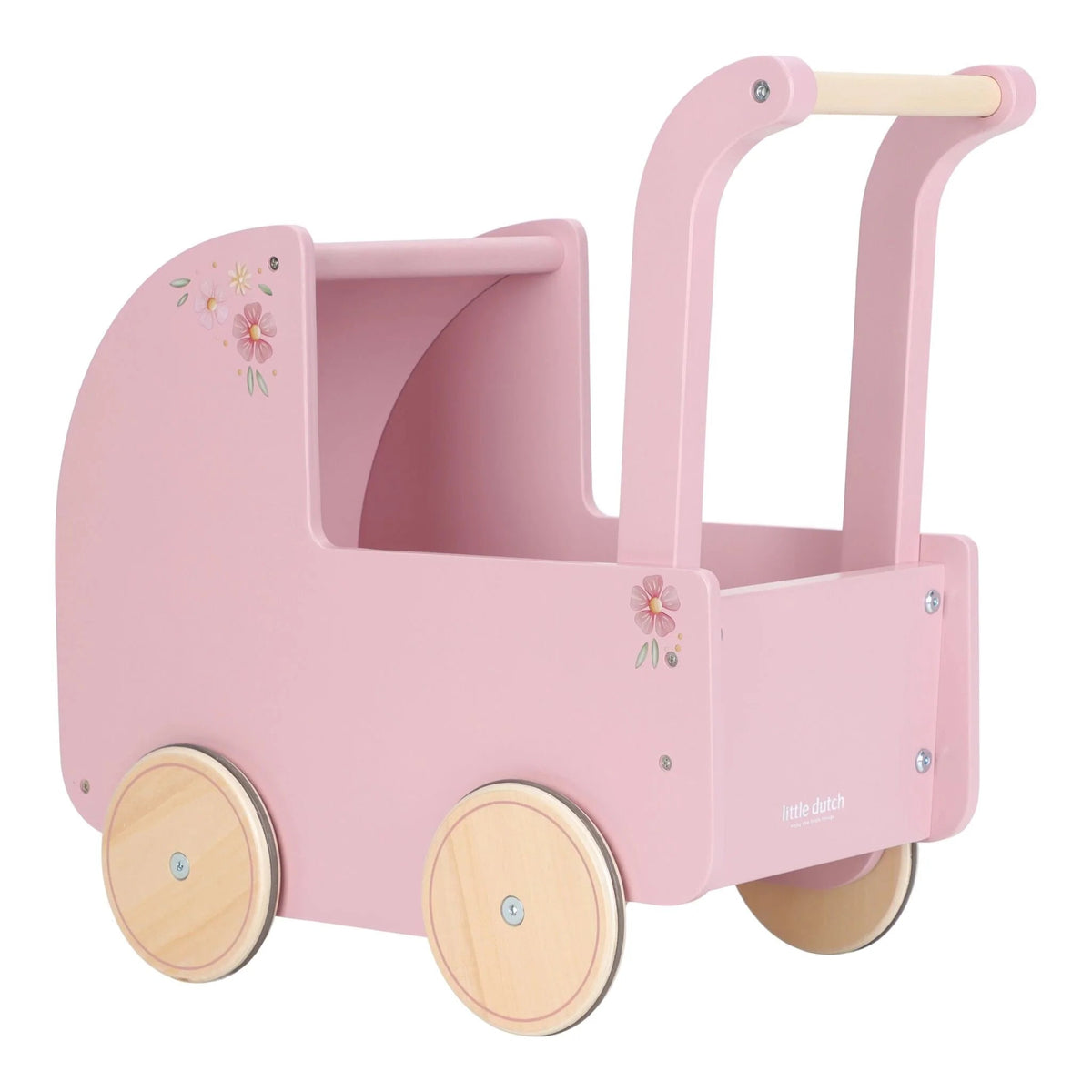 LITTLE DUTCH Holzpuppenwagen – Essentials – Rosa - wunderwunsch