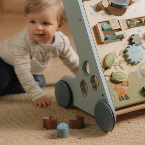 LITTLE DUTCH Lauflernwagen Holz - Forest Friends - Blau - wunderwunsch