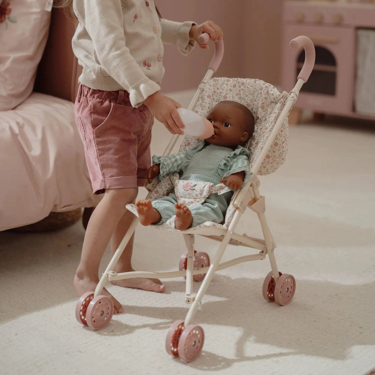 LITTLE DUTCH Puppenbuggy klappbar - Soft Flowers rosa - wunderwunsch