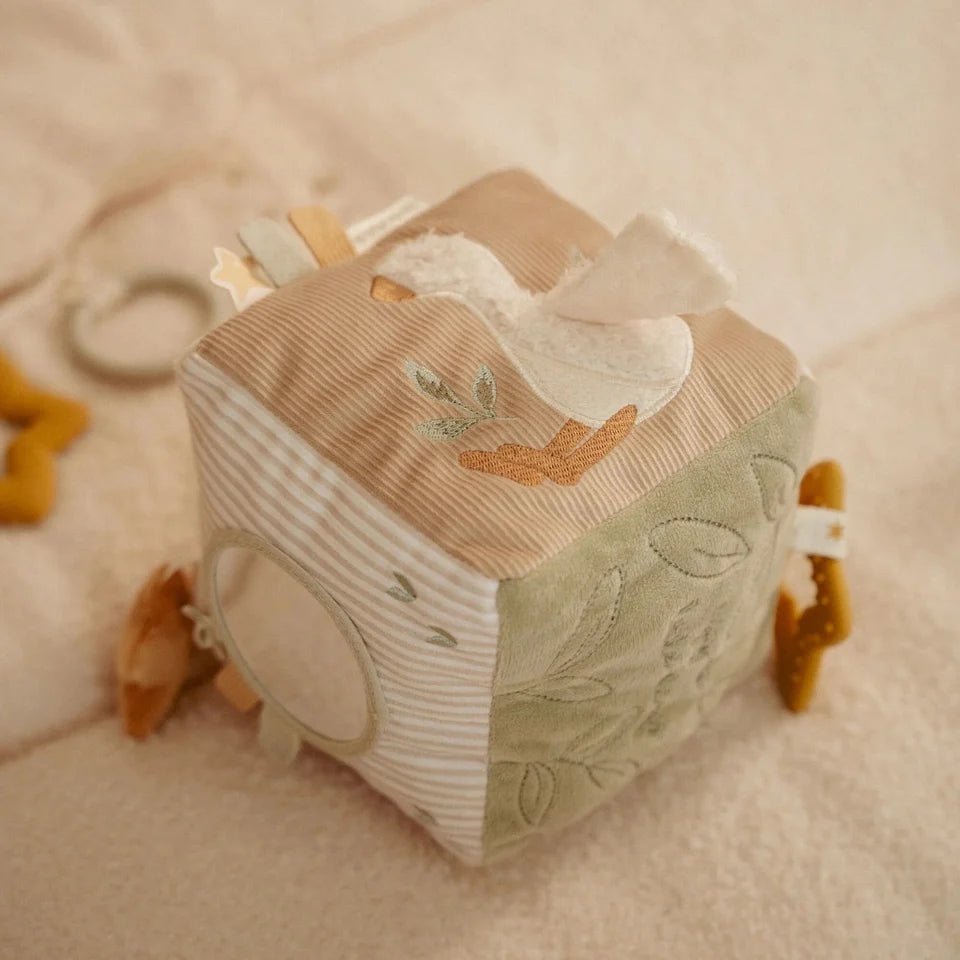 LITTLE DUTCH Stoff Aktivitäten Spielwürfel - Beige - Newborn Naturals - wunderwunsch