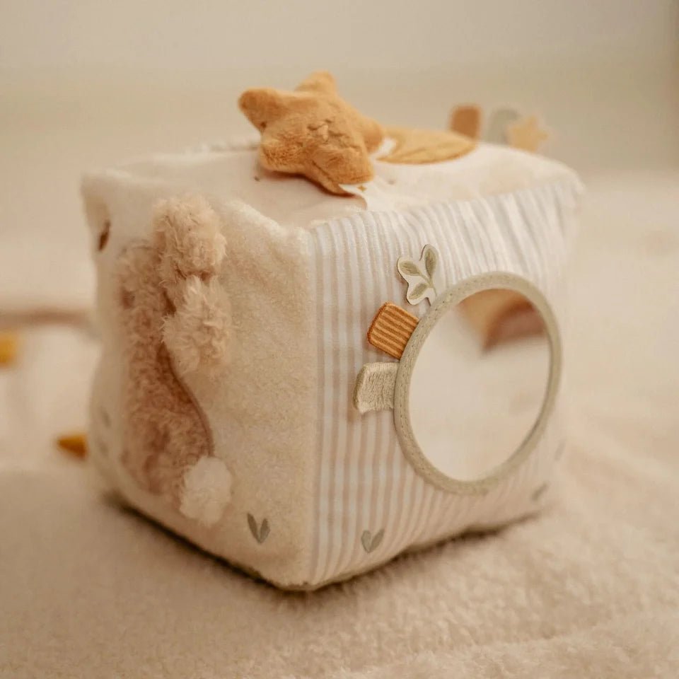 LITTLE DUTCH Stoff Aktivitäten Spielwürfel - Beige - Newborn Naturals - wunderwunsch