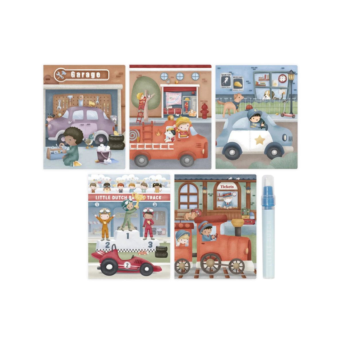 LITTLE DUTCH Wasserfarbenbuch - Jim & Fahrzeuge - wunderwunsch