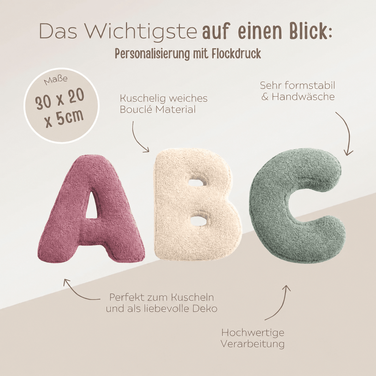 MEALIVING Buchstabenkissen Boucle - wunderwunsch