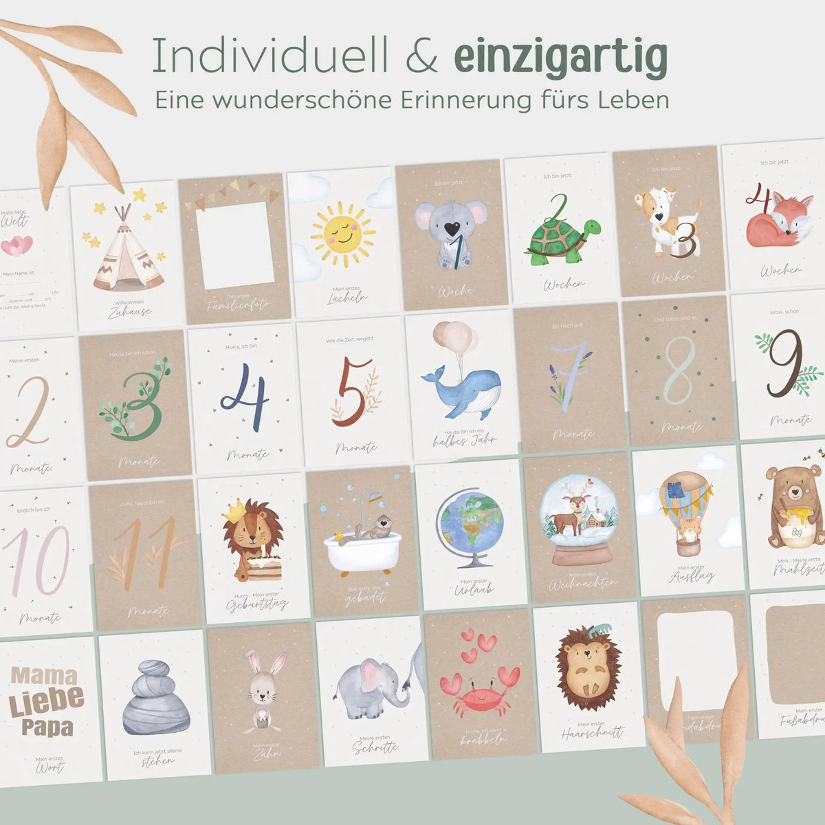 Meilensteinkarten Baby 32-teiliges Set - wunderwunsch