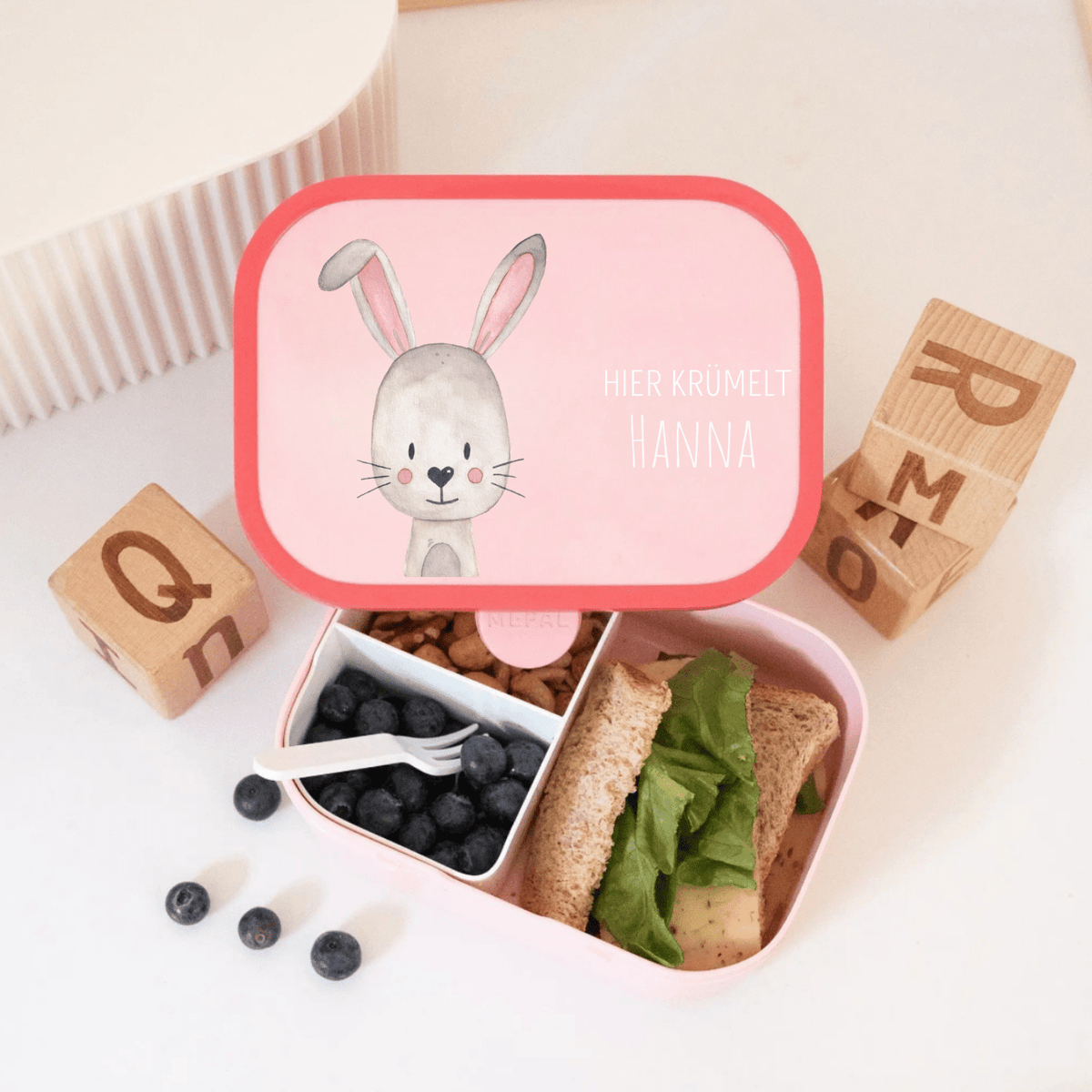 MEPAL Brotdose Campus personalisiert mit Bento Einsatz - Tier Aquarell - wunderwunsch
