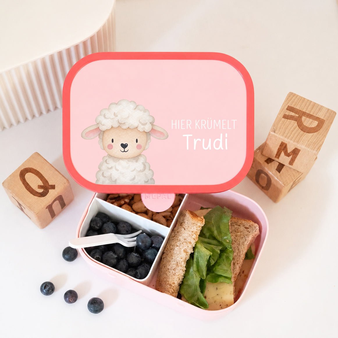 MEPAL Brotdose Campus personalisiert mit Bento Einsatz - Tier Aquarell - wunderwunsch