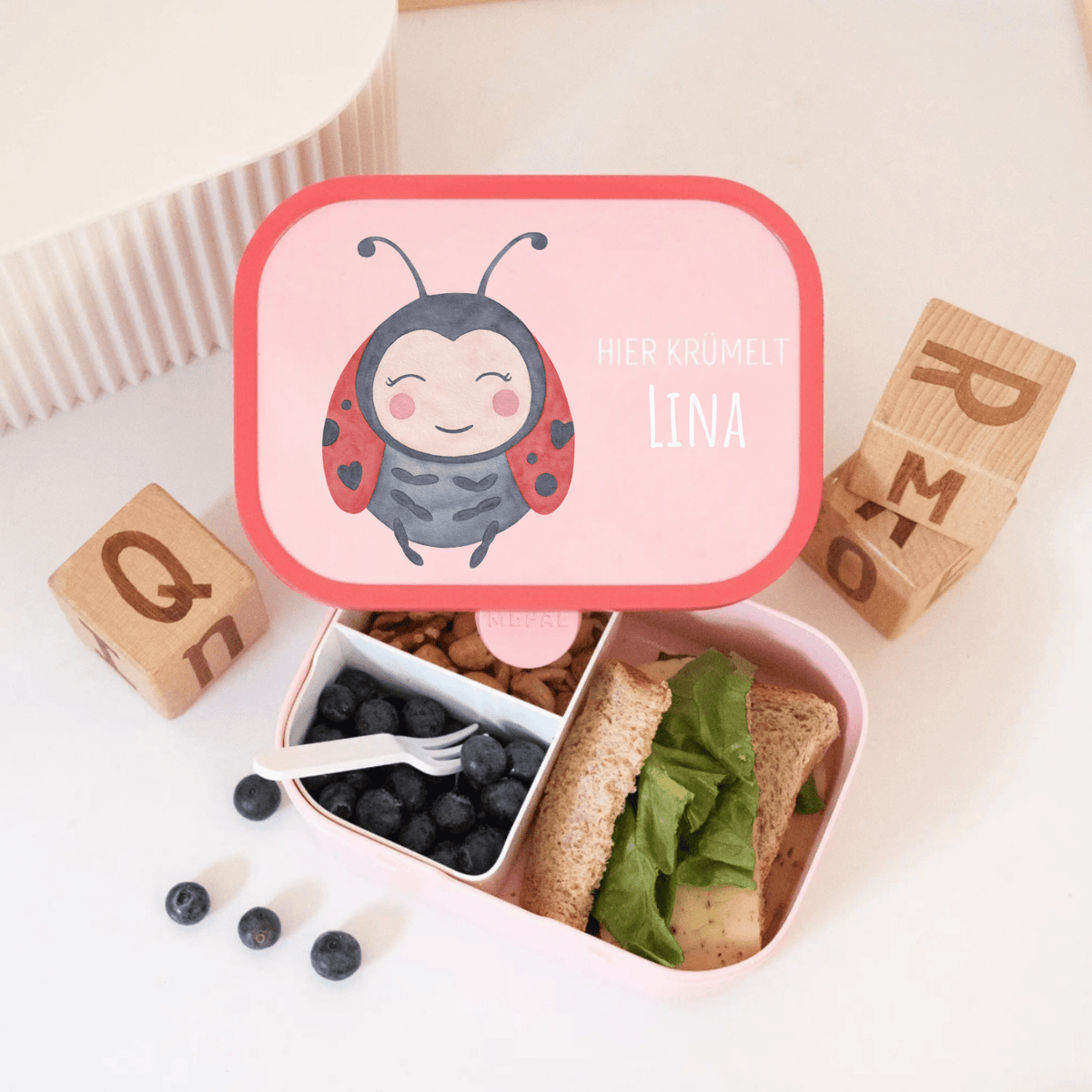 MEPAL Brotdose Campus personalisiert mit Bento Einsatz - Tier Aquarell - wunderwunsch