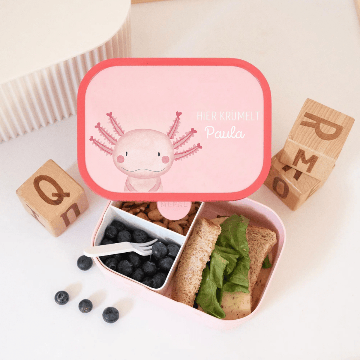 MEPAL Brotdose Campus personalisiert mit Bento Einsatz - Tier Aquarell - wunderwunsch