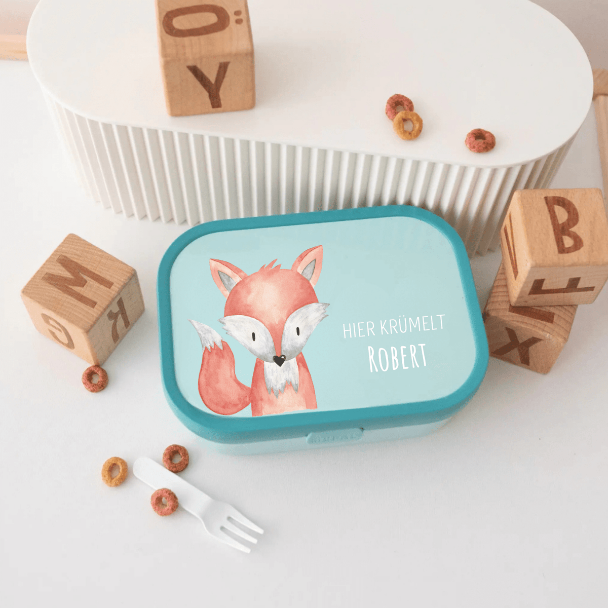 MEPAL Brotdose Campus personalisiert mit Bento Einsatz - Tier Aquarell - wunderwunsch