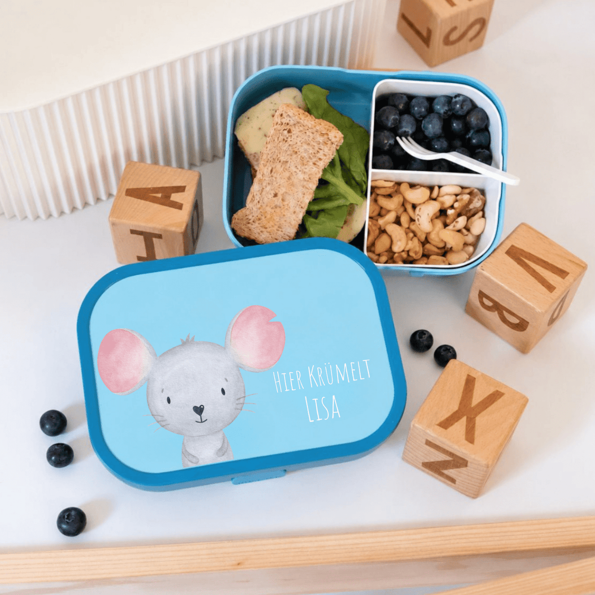 MEPAL Brotdose Campus personalisiert mit Bento Einsatz - Tier Aquarell - wunderwunsch