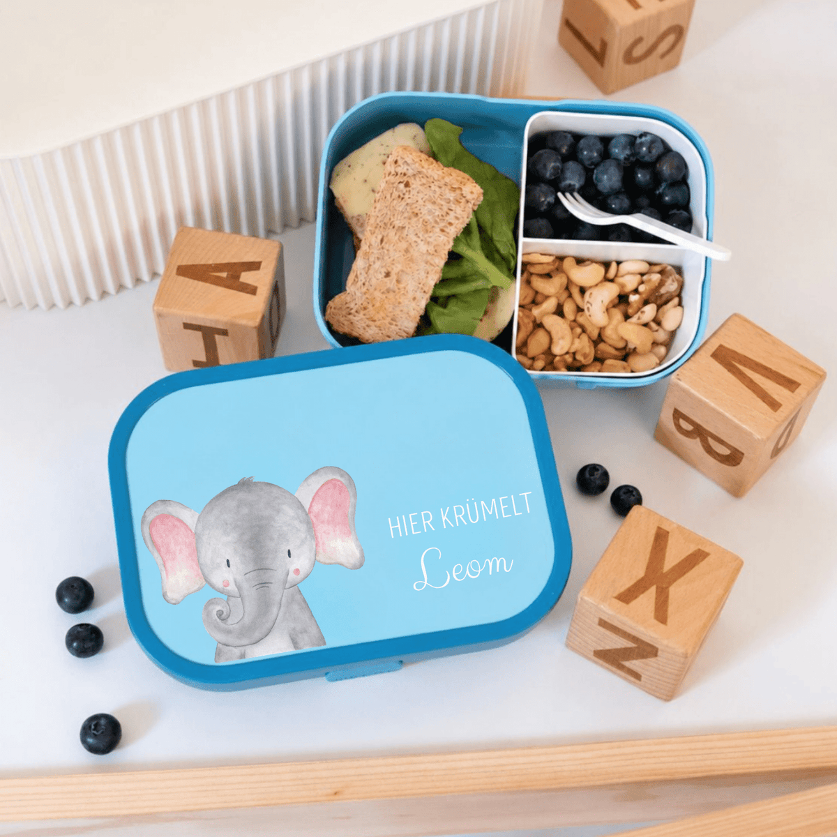 MEPAL Brotdose Campus personalisiert mit Bento Einsatz - Tier Aquarell - wunderwunsch