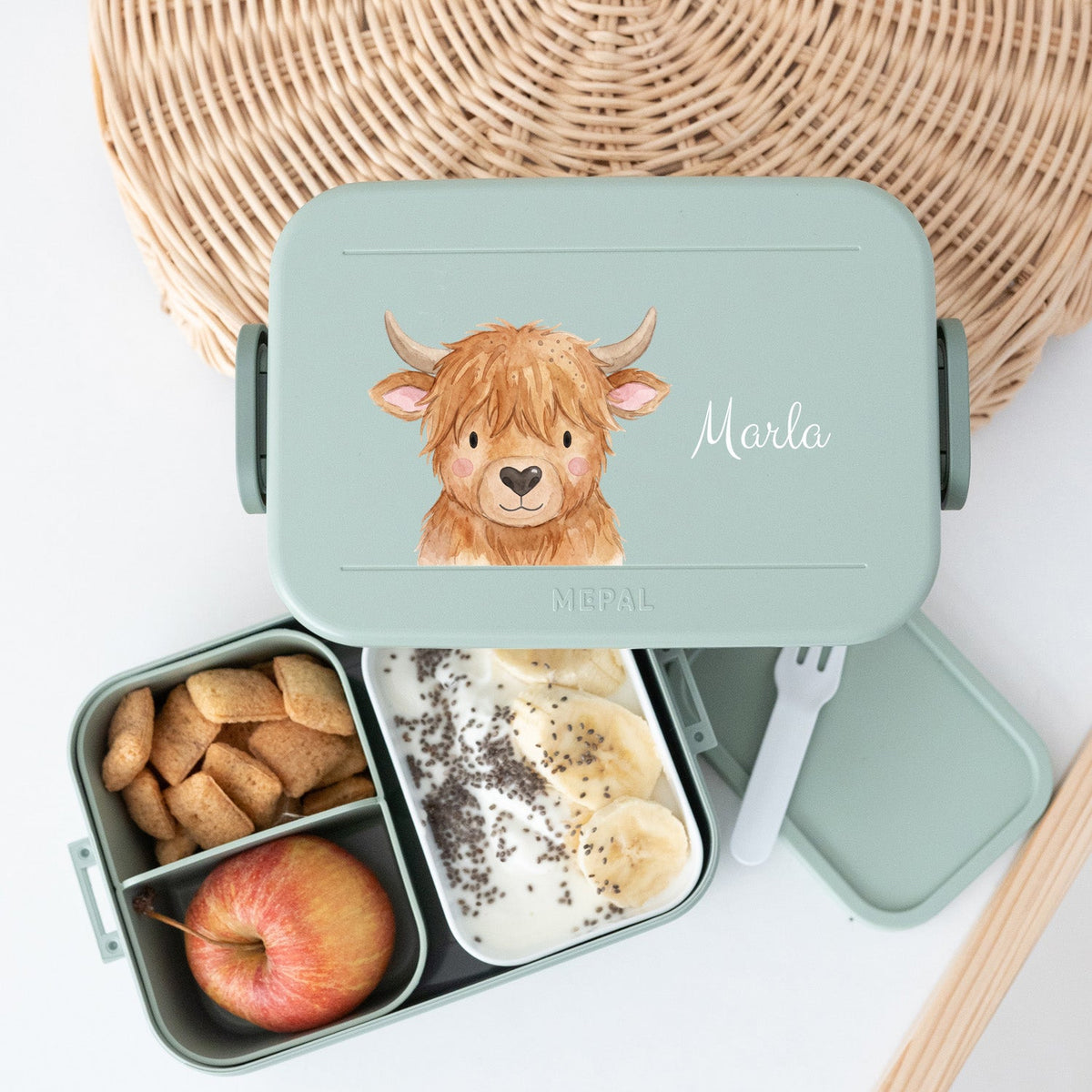 MEPAL Brotdose Kinder personalisiert mit Einsatz — Tiermotiv - wunderwunsch