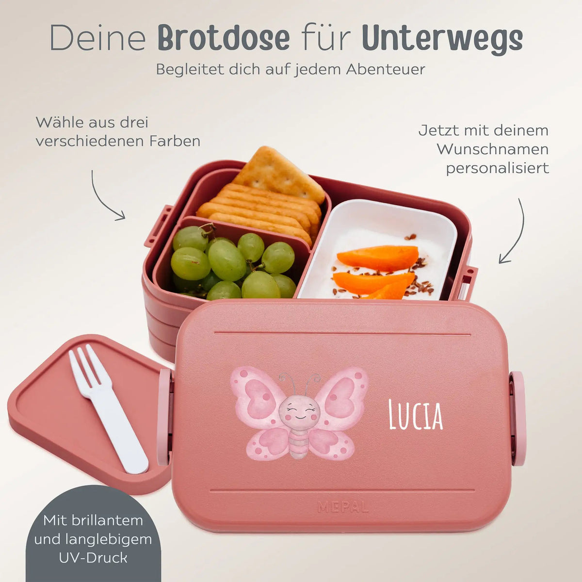 MEPAL Brotdose Kinder personalisiert mit Einsatz — Tiermotiv - wunderwunsch