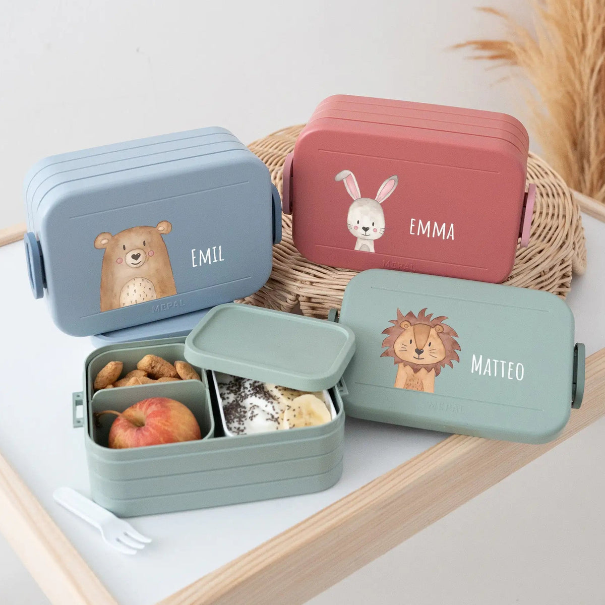 MEPAL Brotdose Kinder personalisiert mit Einsatz — Tiermotiv - wunderwunsch