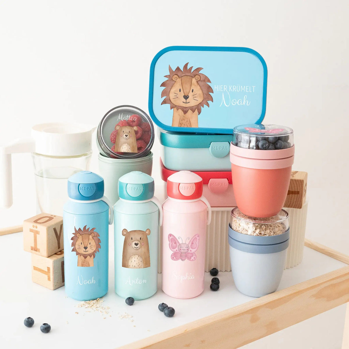 MEPAL Campus Set personalisiert — Brotdose, Trinkflasche und Müslibecher - wunderwunsch