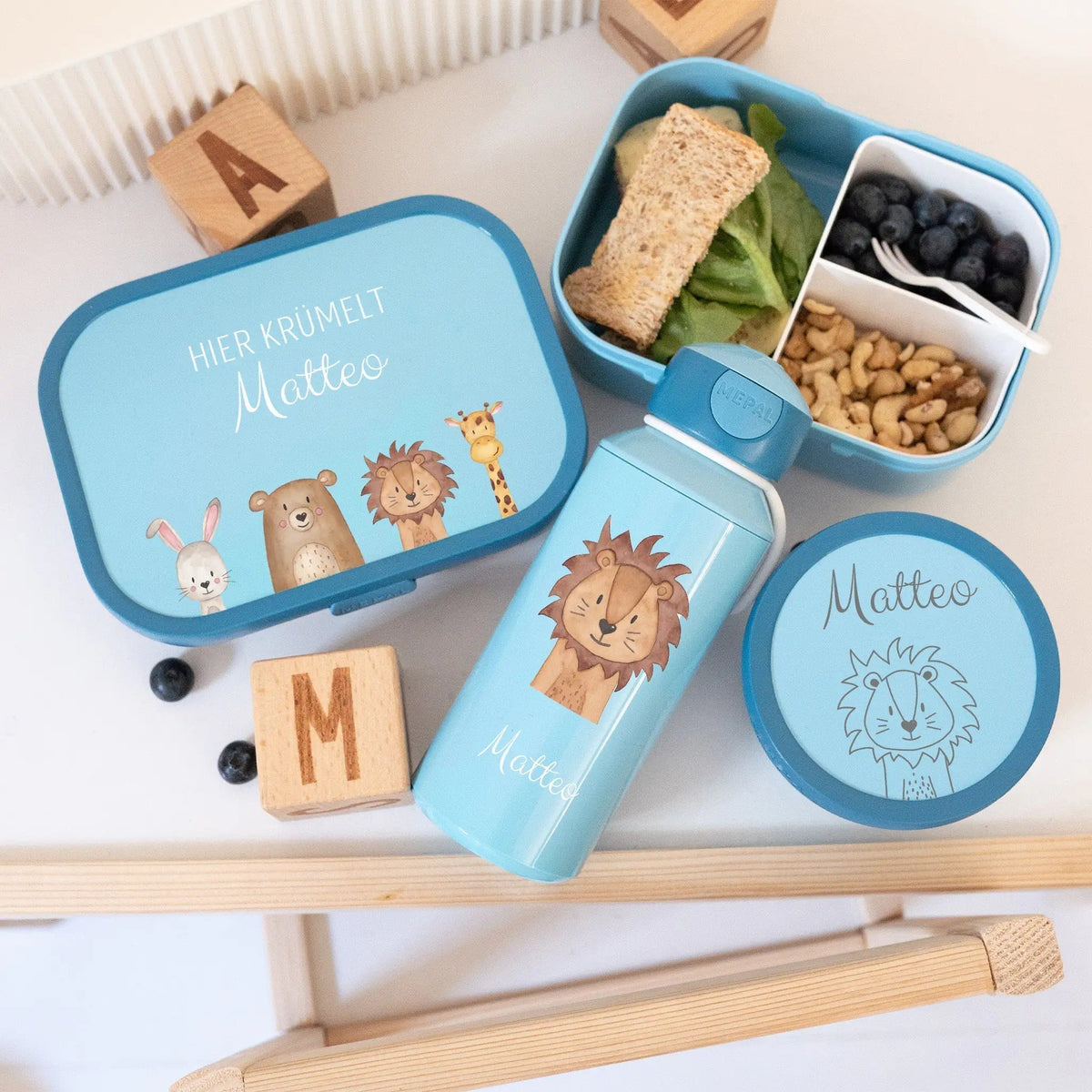 MEPAL Campus Set personalisiert — Brotdose, Trinkflasche und Obstbox - wunderwunsch