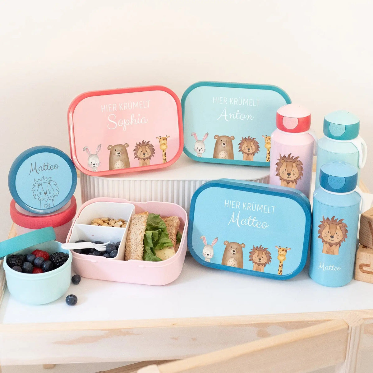 MEPAL Campus Set personalisiert — Brotdose, Trinkflasche und Obstbox - wunderwunsch