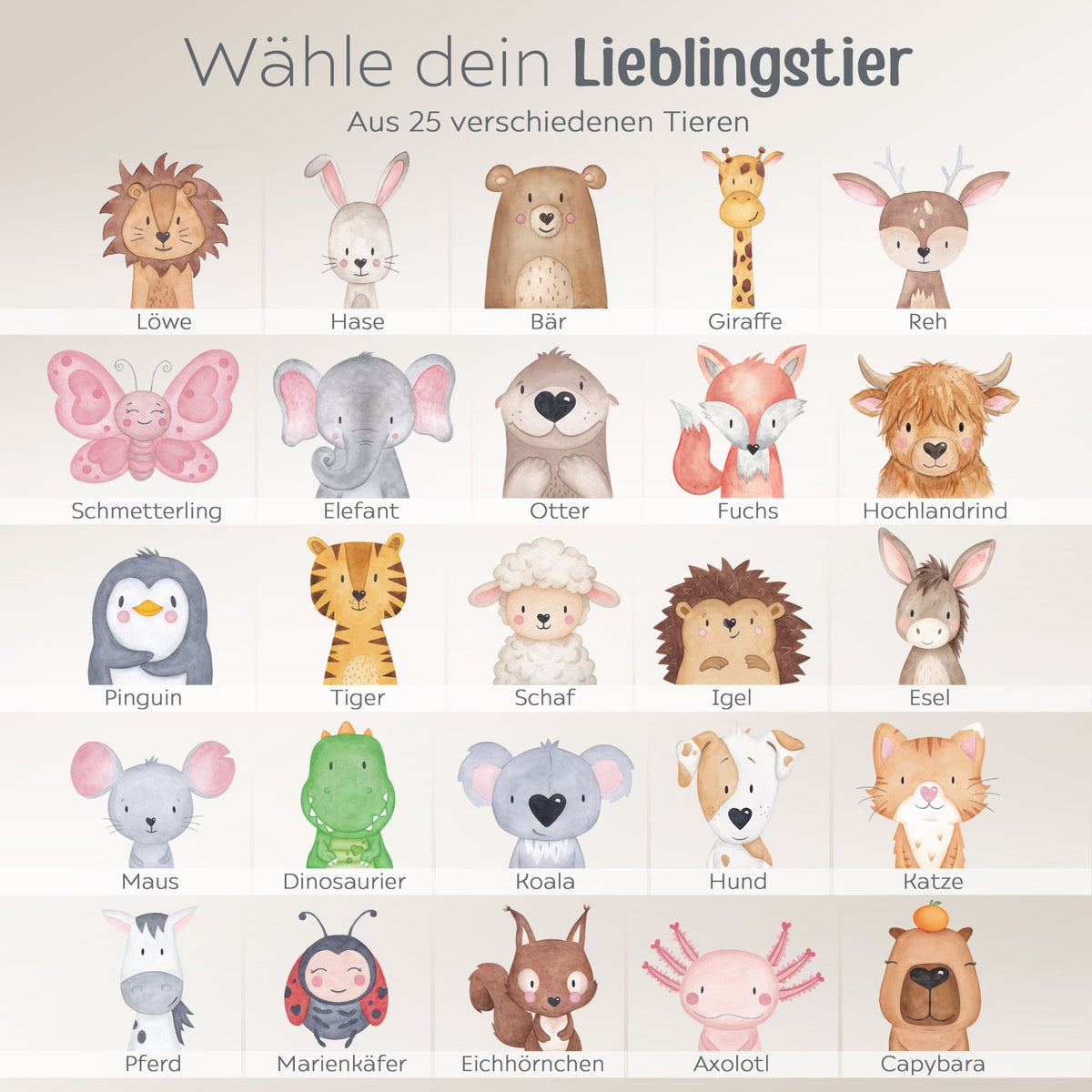 MEPAL Kinder Trinkflasche Vita personalisiert - Tier Aquarell - wunderwunsch