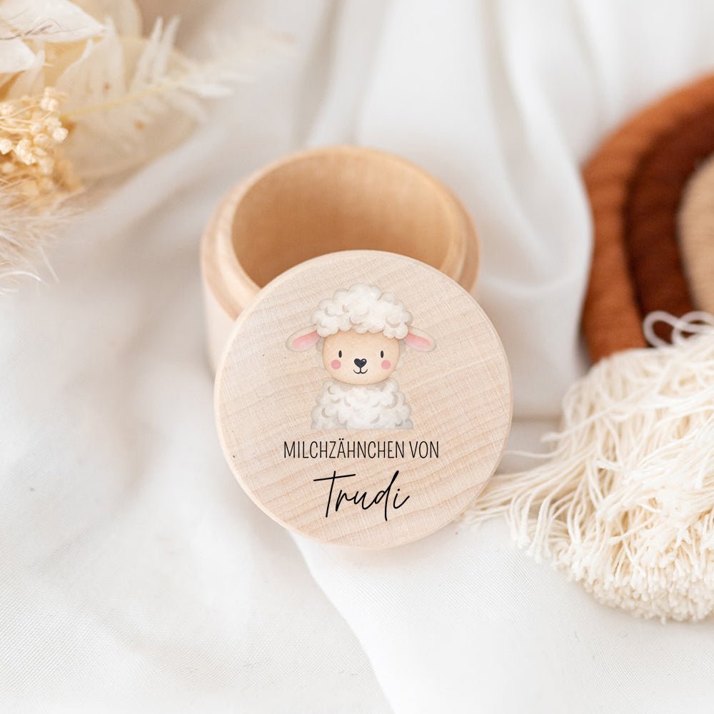 Milchzahndose Holz personalisiert - Tier Aquarell - wunderwunsch