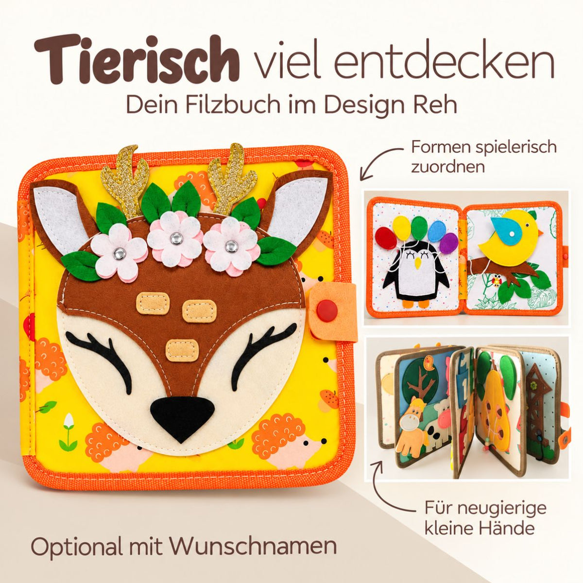 Montessori Beschäftigungsbuch aus Filz personalisiert - wunderwunsch