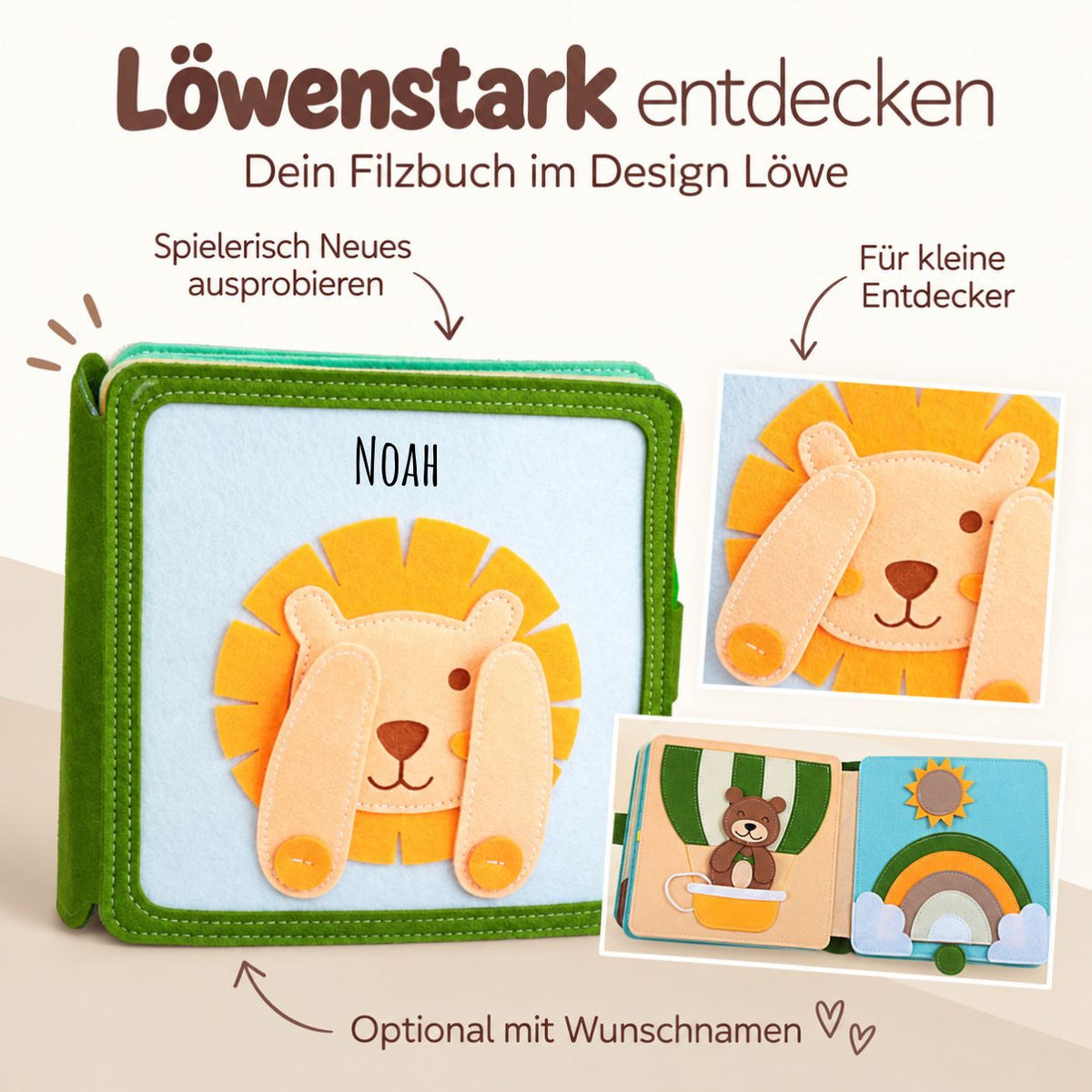 Montessori Beschäftigungsbuch aus Filz personalisiert - wunderwunsch