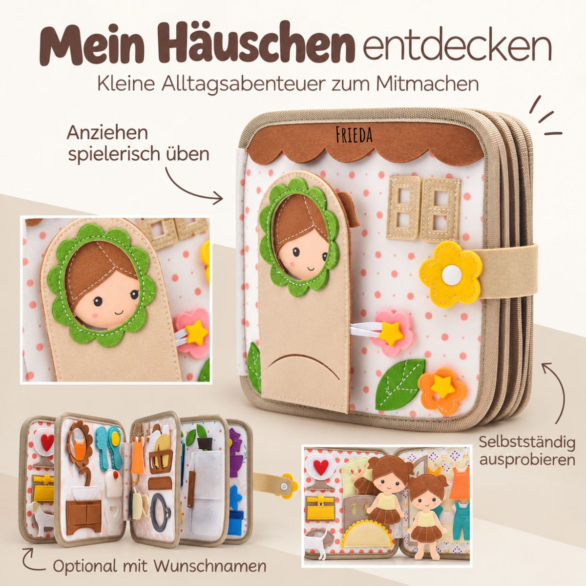 Montessori Beschäftigungsbuch aus Filz personalisiert - wunderwunsch