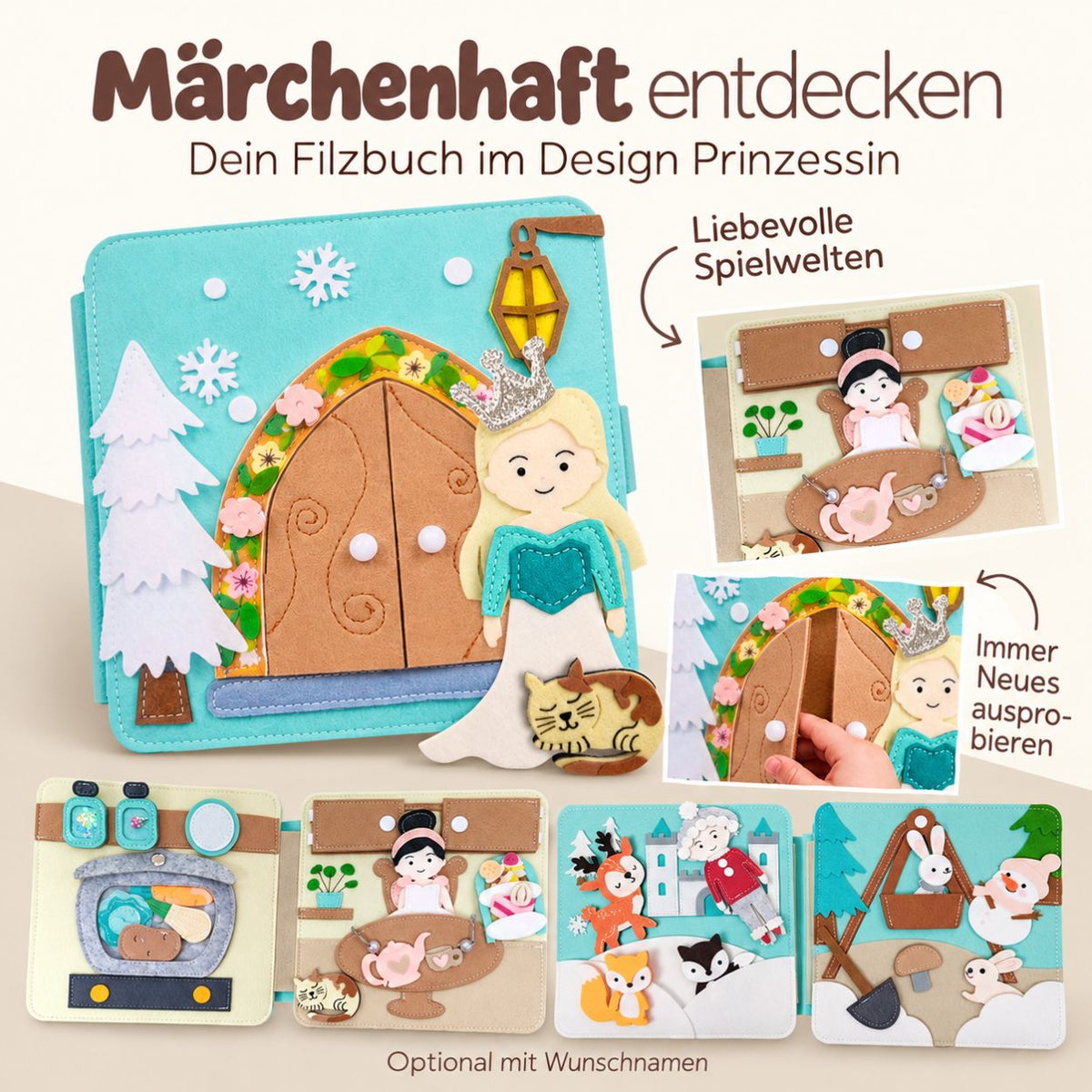 Montessori Beschäftigungsbuch aus Filz personalisiert - wunderwunsch