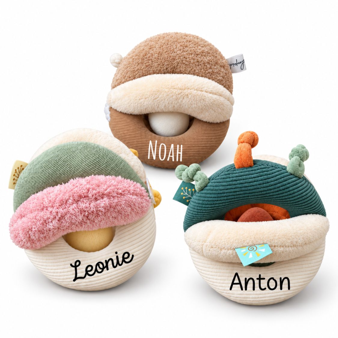 NATTOU Weicher Griffball mit Rassel personalisiert - wunderwunsch