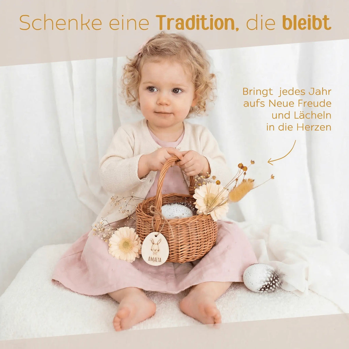 Osterkörbchen Weide mit Anhänger Hase Gravur - wunderwunsch
