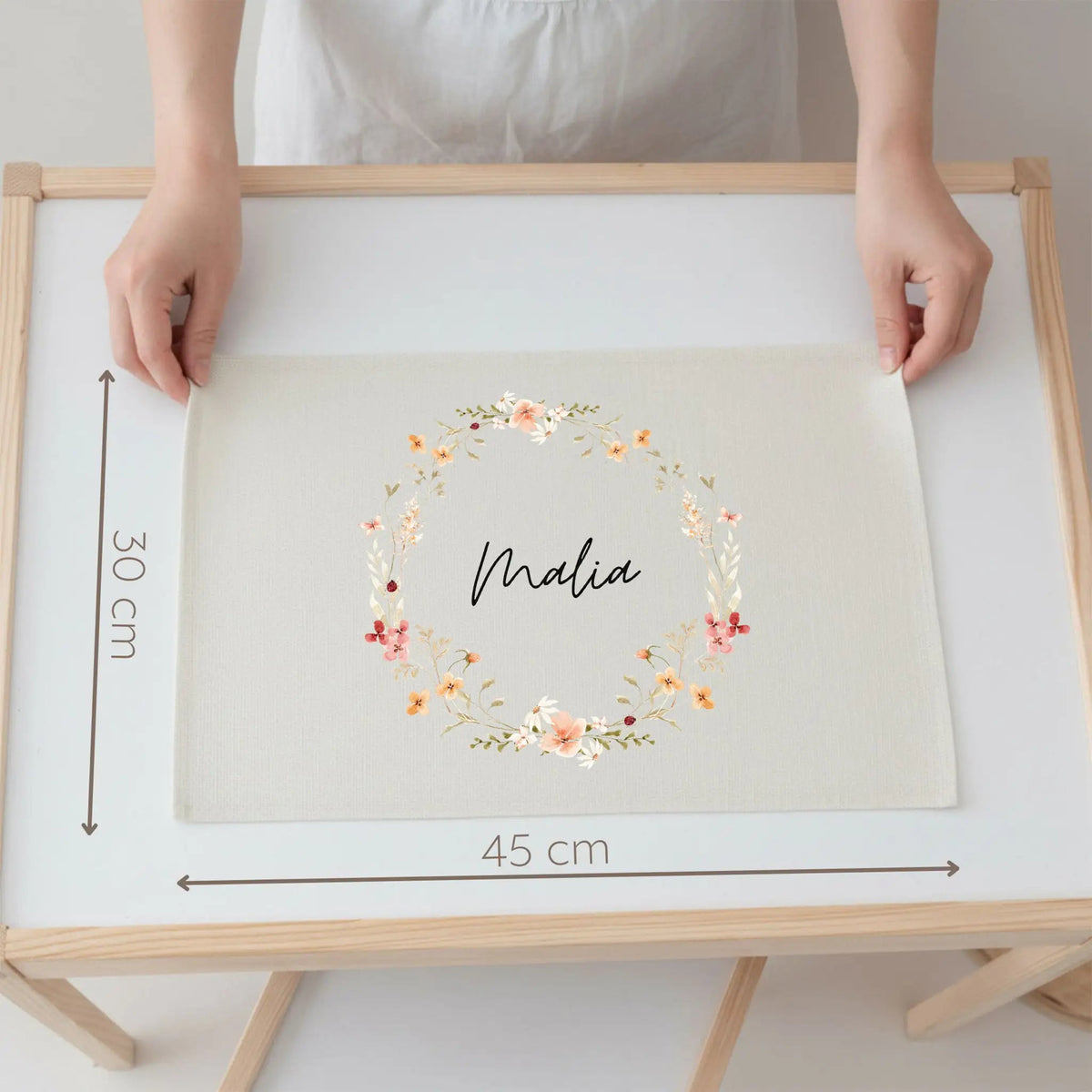 Platzdeckchen personalisiert - Blumenkranz Aquarell - wunderwunsch
