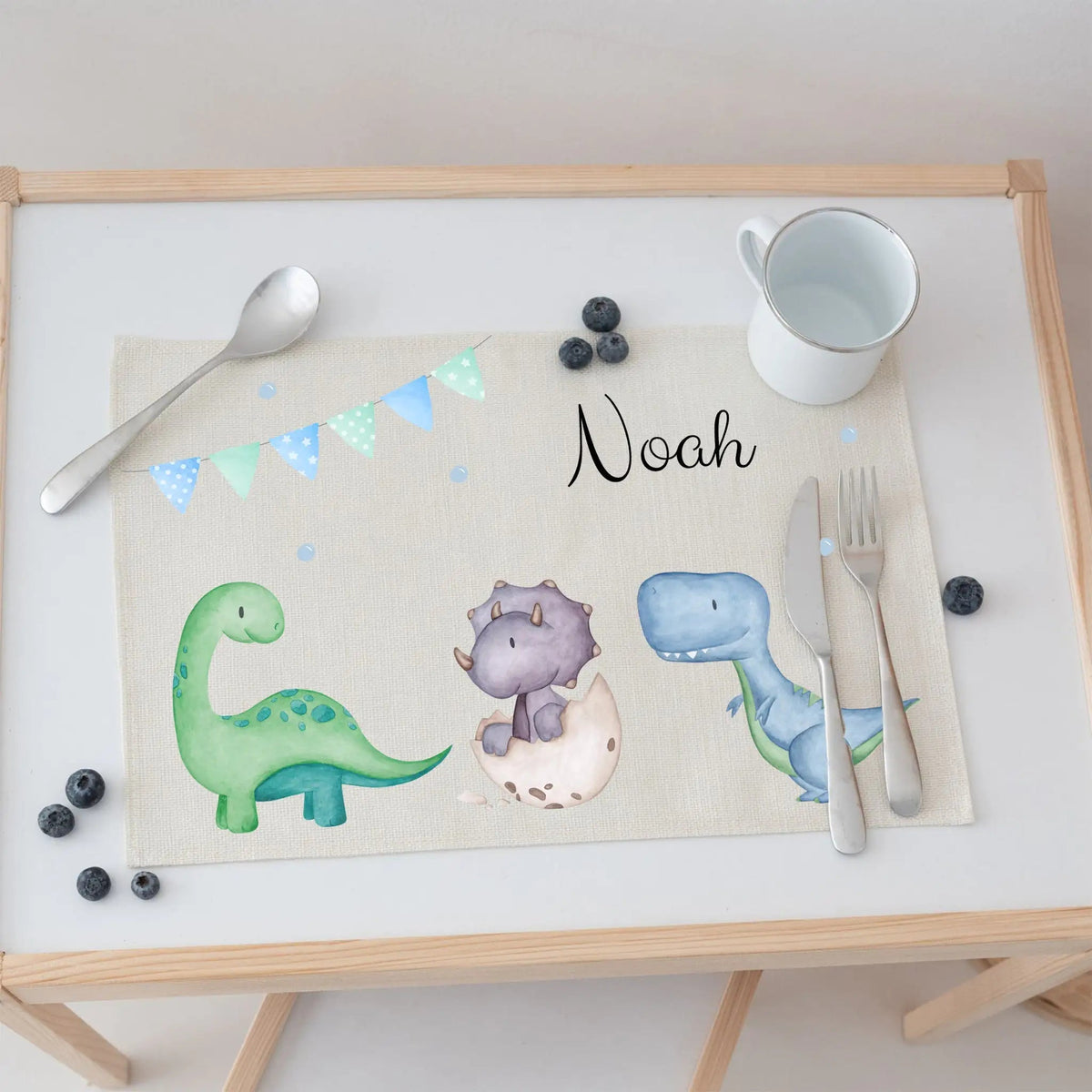 Platzdeckchen personalisiert - Dinos Girlande Aquarell - wunderwunsch