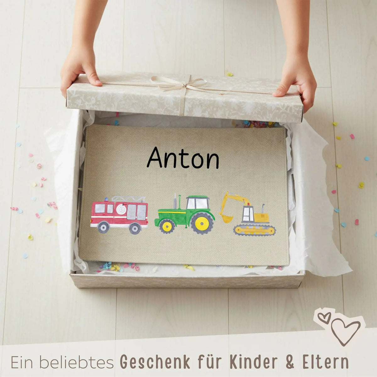 Platzdeckchen personalisiert - Fahrzeuge Aquarell - wunderwunsch