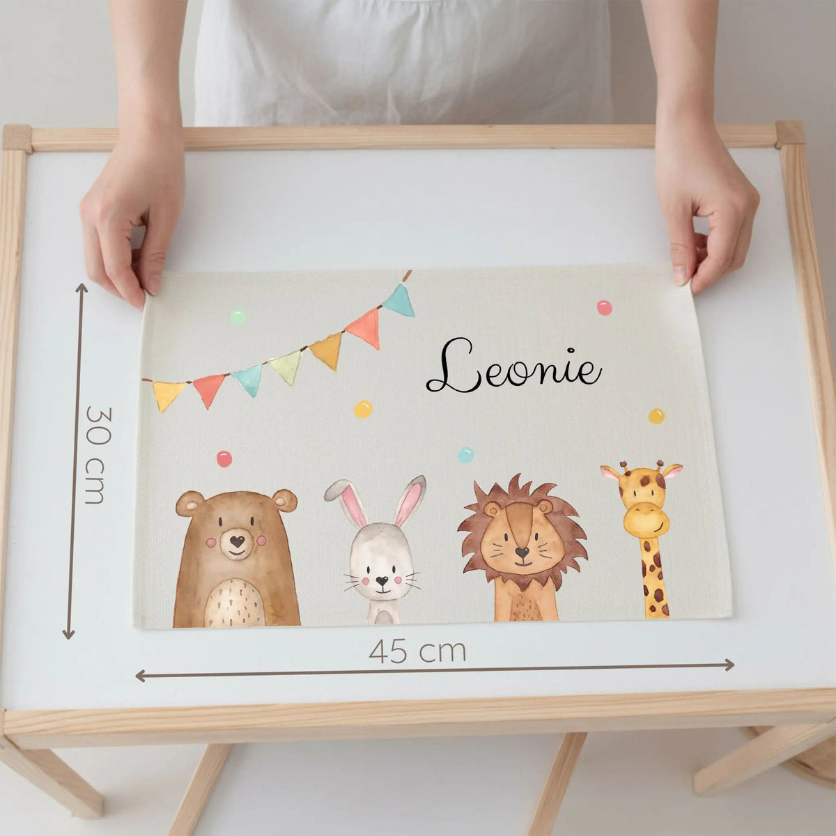 Platzdeckchen personalisiert - Tiere Girlande Aquarell - wunderwunsch